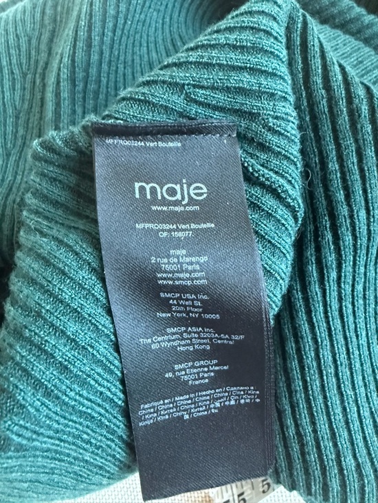 MAJE Bottle Green Knit Midi Sweater Dress 34/XS - Picture 10 of 15